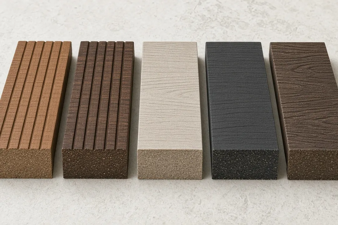 WPC decking colour and profile samples