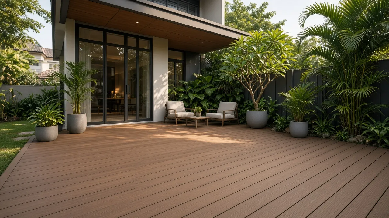 Outdoor WPC composite decking terrace in Singapore
