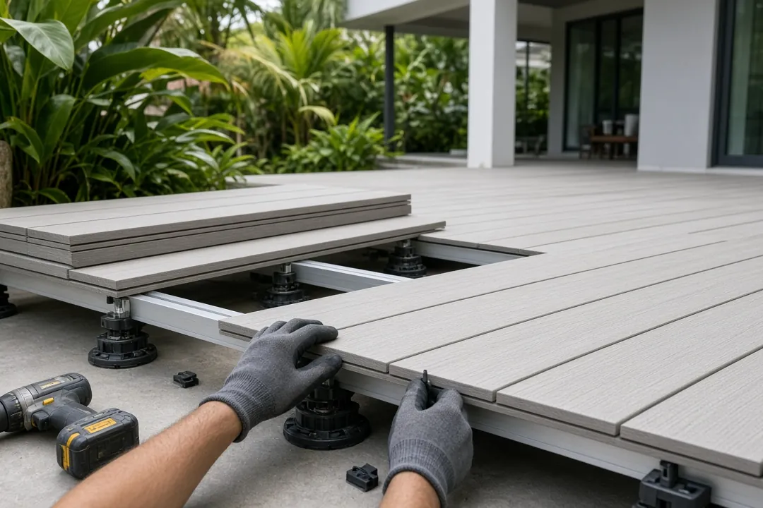 Installation detail WPC decking in Singapore